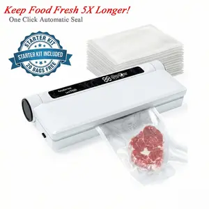 Food Vacuum Sealer – One Click Operation, Dual Modes for Dry & Moist, Includes Free 20 Bags