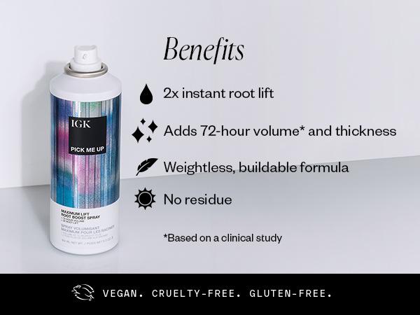 IGK PICK ME UP Maximum Lift Root Boost Spray | Instantly Lifts + Adds Volume + Thickness | Vegan + Cruelty Free | 5 Oz