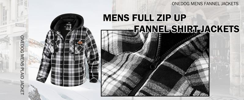 ZITY Men’s Plaid Hooded Fleece Jacket – Windproof Warm Shirt Jacket, Jackets & Tops with Motocross Outdoor Style