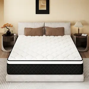 Queen size mattress 12/14 Inch Twin Hybrid Mattress, Medium Firm with Memory Foam and Zoned Pocket Springs for Enhanced Lumbar Support and Pressure Relief