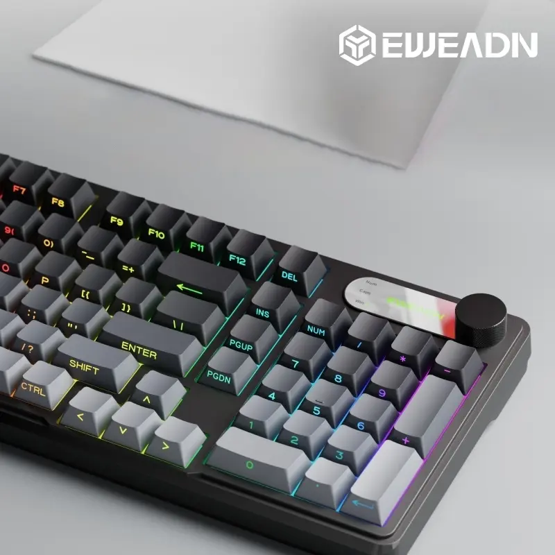 Eweadn Wired Silent Gaming Keyboard, Aesthetic Keyboard, Rainbow Backlit, Gradient Keycaps, Multimedia Control, Ergonomic Design, for PC, Laptop, Desktop, LED Backlit Keyboard