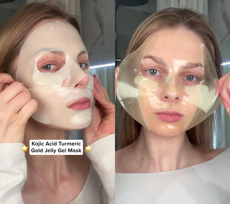 [medicube] Kojic Acid Turmeric Gel Mask (4 sheets) | Color Changing Gold Jelly Mask | Overnight Face Mask for Glass Glow Skin,  Vitamin C