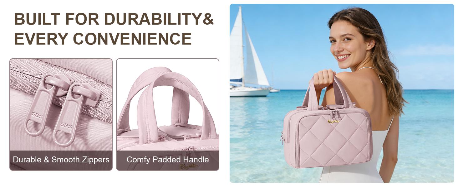 Bagstellar Wide-open Large Toiletry Bag, Lightweight Puffy Travel Bag for Women, Quilted Makeup Bag Organizer Water-resistant Cosmetic Bag with Handle for Toiletries, Essentials, Accessories Bagstellar Wide-open Large Toiletry Bag, Lightweight Puffy Travel Bag for Women, Quilted Makeup Bag Organizer Water-resistant Cosmetic Bag with Handle for Toiletries, Essentials, Accessories