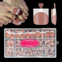 Brown Square French tip Toe Nail Tips