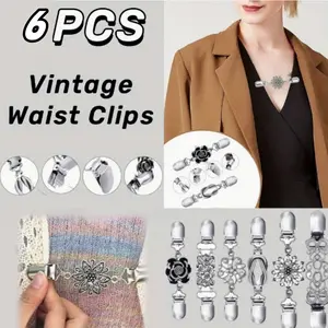 6pcs Vintage Waist Clips Shirt Dress Cardigan Brooch Clip Elegant Metal Dress Cardigan Buckle Fashion Women'S Brooches headband soft women scarf girl