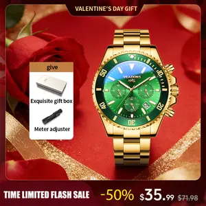 【dealsforyoudays】Veadons Men's Luxury Dress Watch, Green Dial, 40mm Stainless Steel Strap, Rotating Quartz Analog, Waterproof Luminous Large Dial Boss Wristwatch summer business trendy choice