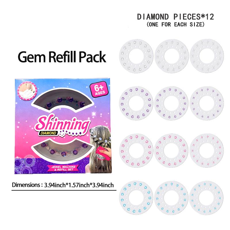 Bling Bling Glitter Gemstone Refills Pack, Accessories of Hair Gem Stamper, 180 PCS Sparkling Rhinestones , Hair Jewels Hair Machine Stamp Gems,Hair Diamonds Stapler accessories
