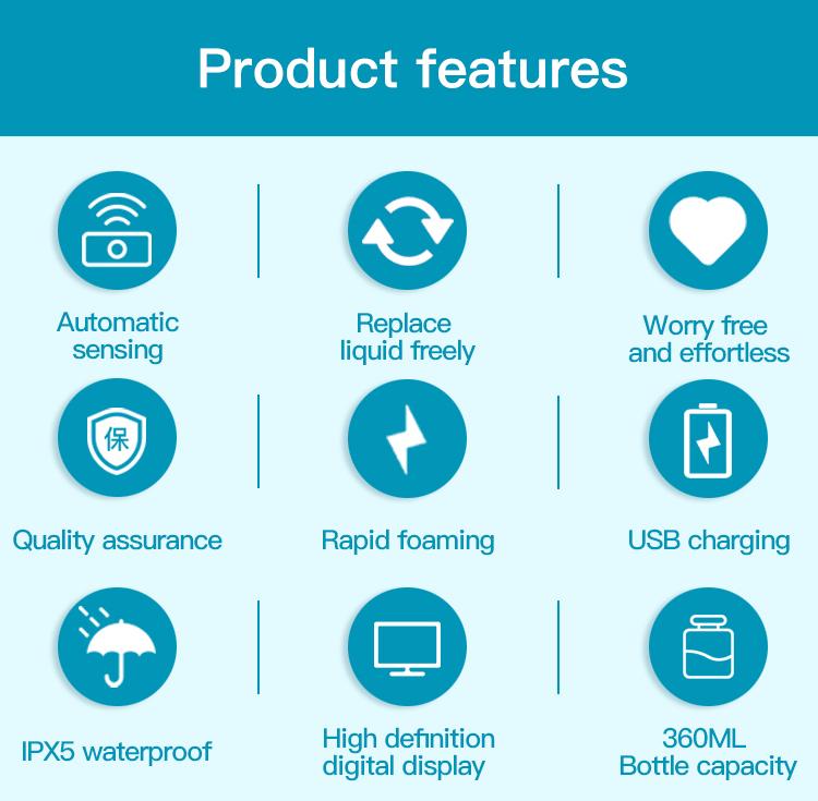 Automatic Soap Dispenser, 12oz Touchless Foaming Soap Dispenser, USB Rechargeable, 4 Adjustable Levels, Waterproof, Kitchen Gadgets, Home Essentials Hand Wall, Bathroom soap dispenser Restroom