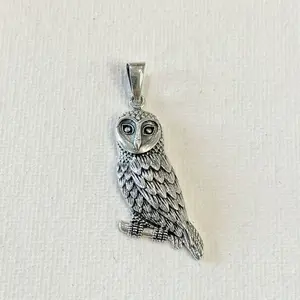 Sterling Silver 925 Full Body Owl Pendant Bird Jewelry