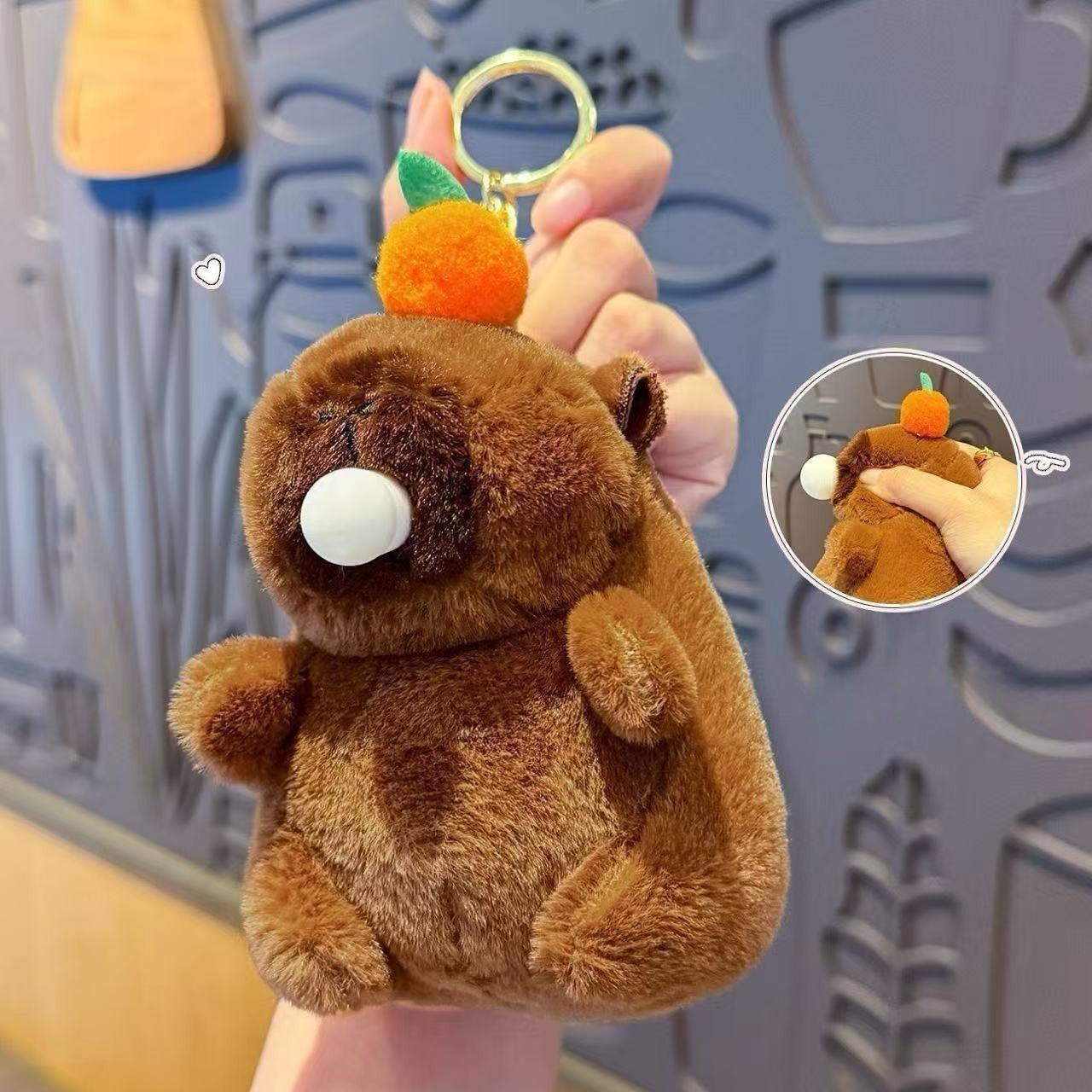 Shake Sound Capybara Keychain  – Funny Pop-Out Bubble Fidget Toy| Cute Squeeze-Sound Plush Animal| Soft Bag Charm for Backpack| Fun Stress-Relief Gift| Valentine’s Day Surprise for Kids, Teens & Girlfriend