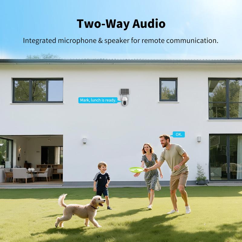 4G LTE Solar Powered Security Camera CB114S with 2K Live View 360° Coverage Two Way Audio PIR Motion Detection IP65 Waterproof Outdoor Surveillance（4G DATA REFILL Required）