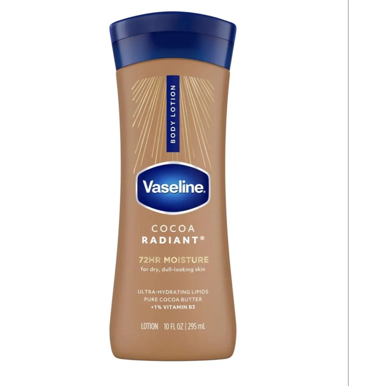 Vaseline Intensive Care Cocoa Radiant Body Lotion - 10 fl oz Bath & Body Care Moisturizer for Dry Skin, with Ultra-Hydrating Lipids, Pure Cocoa Butter, 72HR Daily Moisture & Moisture Boost