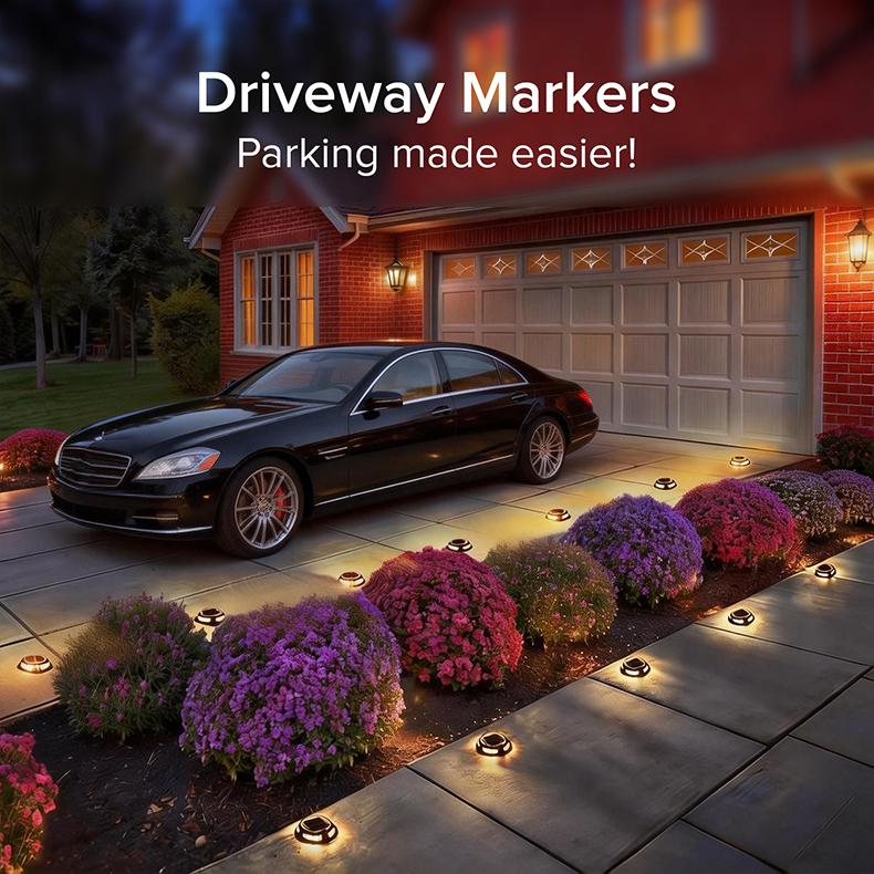 Solar Driveway Lights Outdoor, RGB Color Solar Deck & Dock Lights, IP68 Waterproof, 3 Dynamic Light Modes for Driveway, Walkway, Garden & Step
