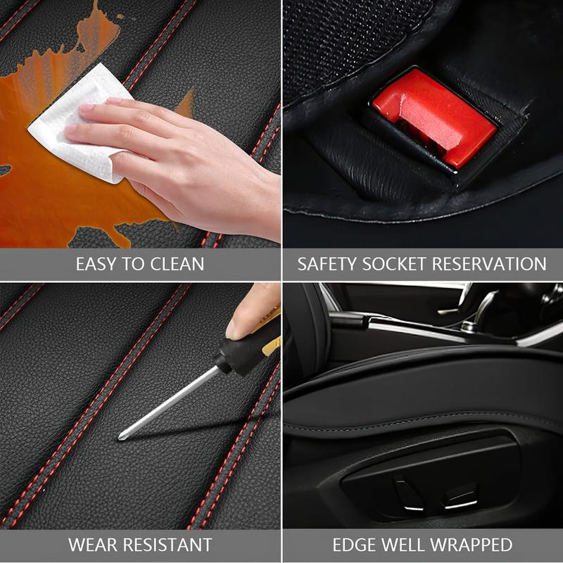 For Toyota Tacoma/ 4Runner/ RAV4 /Honda /Hyundai/Elantra/Tucson/Sonata/Accent Car Seat Covers Full Set,Nappa Leather Breathable Front Back Rear Seat Cushion,Car Seat Protector With Removable Headrest,Universal Fit For Most Cars