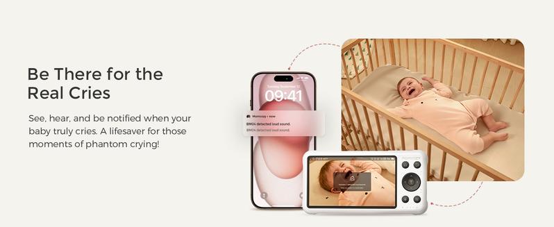 Momcozy Smart WiFi Baby Monitor with Camera and Audio, 5" 1080P Screen with Wall Mount, Motion & Cry Detection, Safe Fence, Clear Night Vision, 5000mAh Battery, 2-Way Talk, Photo & Video Recording