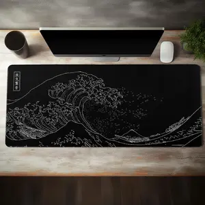 Rectangle Large Desk Mat, 1 Count Wave  Pattern  Design Waterproof Mouse Mat with Non-slip Rubber Base, Smooth Desktop Desk Mat for Home & Office, Office Desk  Poccessories