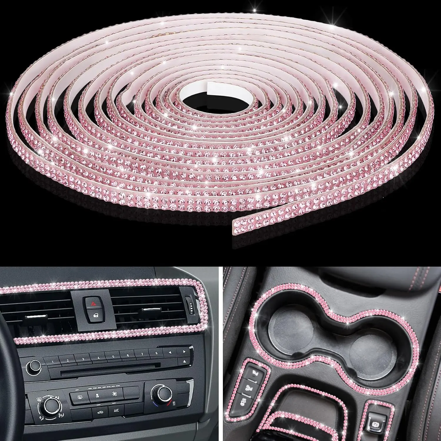 32.8 ft Lightweight Self-Adhesive Bling Synthetic Rhinestone Car Trim Roll - 1 Roll of Rhinestones Car Accessories, Easy-Carry, Fine-Workmanship Dashboard Trim, Chrome Strip, Automotive Interior Exterior Decor, Birthday Gift for Friends, Family
