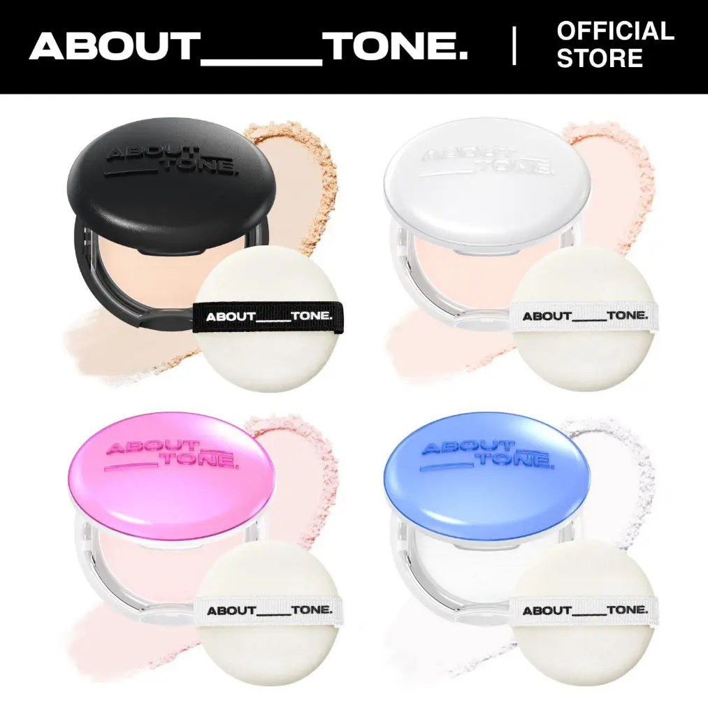 ABOUT TONE Powder Pact - Pressed Powder Compact with Mirror and Puff Makeup Setting Finishing Blurring Natural Translucent Lightweight Face Sebum Oil Control Vegan Formula