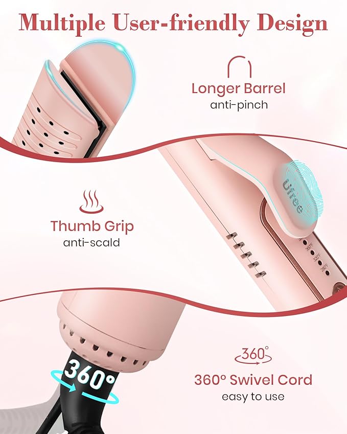 Airflow Curling Iron for Lasting Curls - Ceramic Flat Iron Hair Straightener and Curler 2 in 1, Anti-Scald Curling Wand 1.25 Inch with 360° Cool Air, 5 Temps & Auto Shutdown, for Long Short Hair