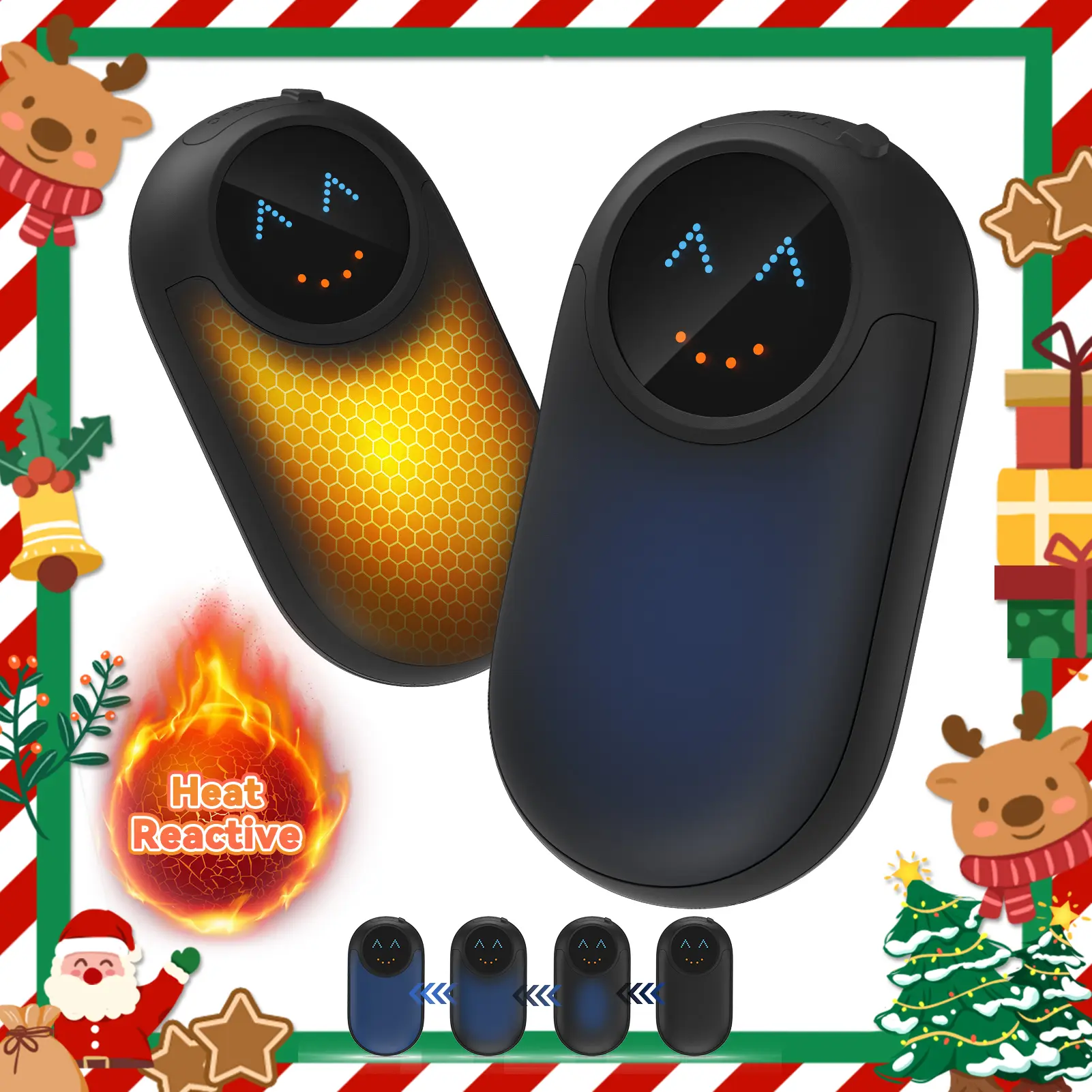 Thermochromic Magnetic Hand Warmers, 2-Piece Reusable USB-C Rechargeable Set with 4-Level Efficient Heating, Heat Sensitive Thermal Color Changing Shell, Compact Unisex Hiking Gift, 4-Level Heat