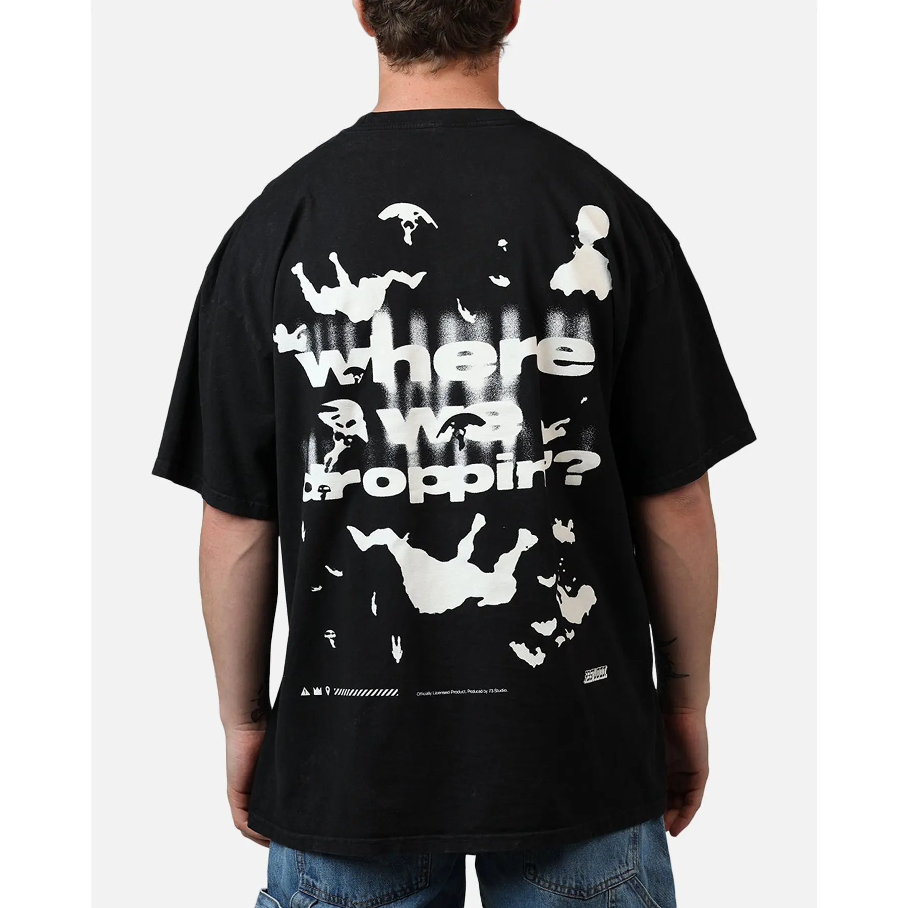 73Studio X Fortnite Where We Droppin T-Shirt Black Acidwash 73Studio X Fortnite Where We Droppin T-Shirt Black Acidwash