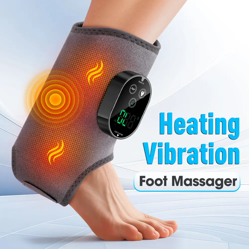 Therapy Ankle Foot Massager for Adults - Dual Motor, 3 Speed, Adjustable Relaxing Strap, Ambidextrous, Li-ion Batteries, Fastcharging Type-C USB Port, Battery-Powered, Pain-Relieving Personal Care Device