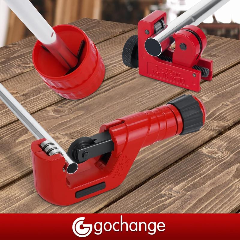 4-1 Tubing Cutter Set, Heavy Duty Pipe Cutter 1/4’’-2’’ OD, Mini Pipe Cutter 1/8’’-7/8’’OD, Mini Copper Pipe Cutter with Deburring Tool, PVC/Aluminium/Plastc Pipes, Suitable for repair & DIY workers