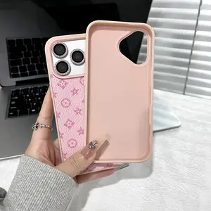 Suitable for iPhone 17，16, 15, 14, 13, 12, 11 Pro Max, high-end leather pattern pink iphone case, iPhone 16 Plus, 15 Plus leather phone case for  girls, shockproof phone case.iphoe 17 promaxcase/iphone 16promaxcase/iphone 15promaxcase