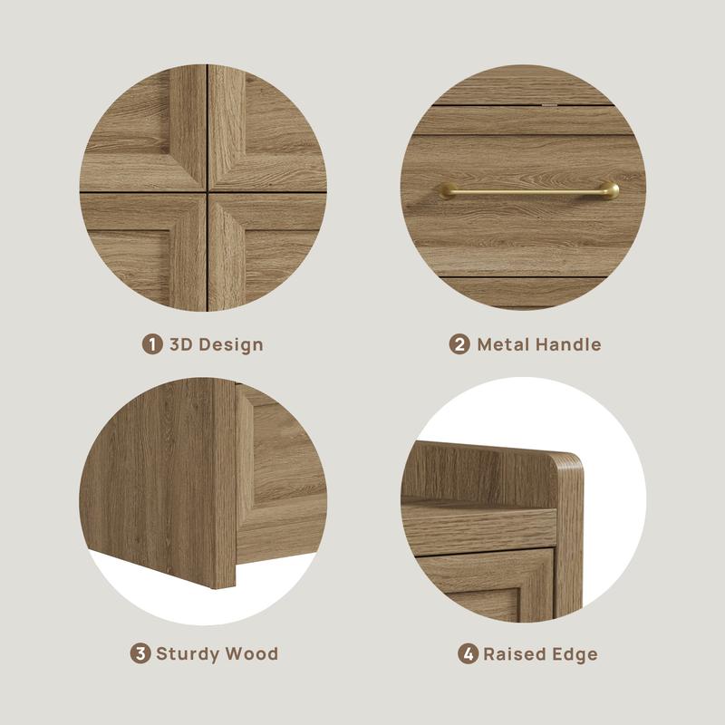 SICOTAS 6 Drawer Dresser for Bedroom-56.4" Extra-Wide Wooden Chest of Drawers with Large Storage, Long Dresser TV Stand with Drawers, Farmhouse Closet Dressers for Nursery Living Room