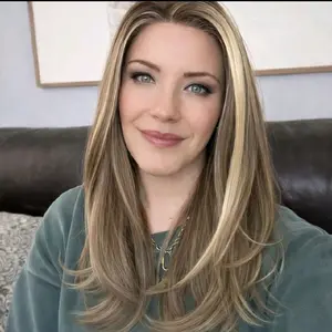 Watered Souls JoLee in natural blonde highlight.  13x4 Lace front premium synthetic wig.  High quality fibers, 120 density, Scandinavian hairlne with gorgeous layers.  Heat Tolerance 350. She comes with a free wig cap and free gift.