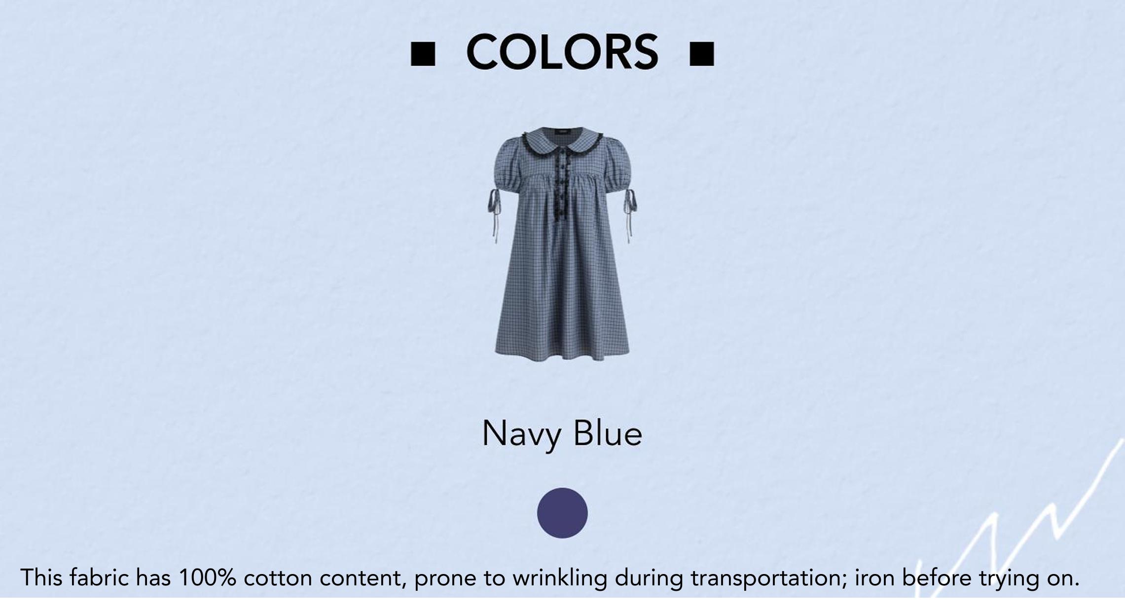 Cider 100% Cotton Oversize Peter Pan Collar Plaid Lace Trim Puff Sleeve Knotted Mini Dress