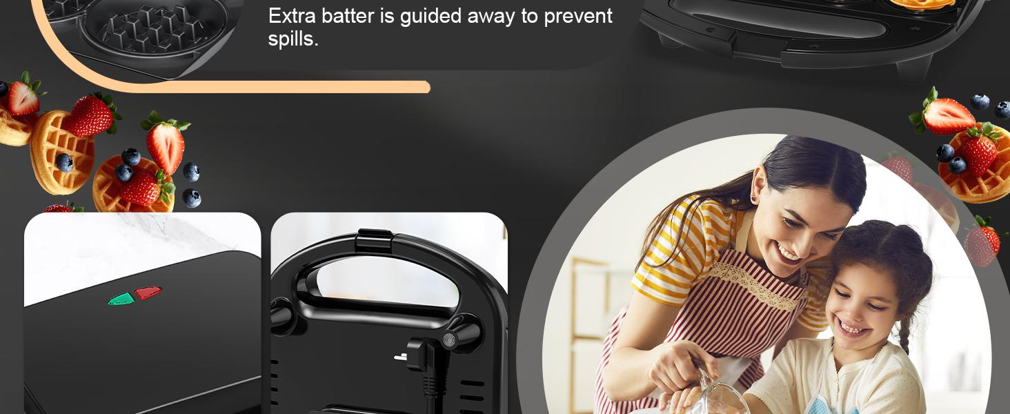 Mini Waffle Maker Machine, Small Waffle Bites Maker for Kids, Makes 8 x 2 inch Tiny Waffle Bites, Ideal for Breakfast, Snacks, Desserts and More Kitchen Appliances Portable