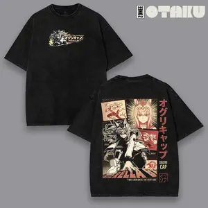 Oguri Cap Uma Musume Pretty Derby v2 Streetwear - Heavy Cotton Oversized T-shirt, Crewneck Sweatshirt, Hoodie & Tanktop - Premium Menswear Graphic Tee Horse Girl Aesthetic Design - Breathable Comfort Fit Vintage Washed Black Urban Style