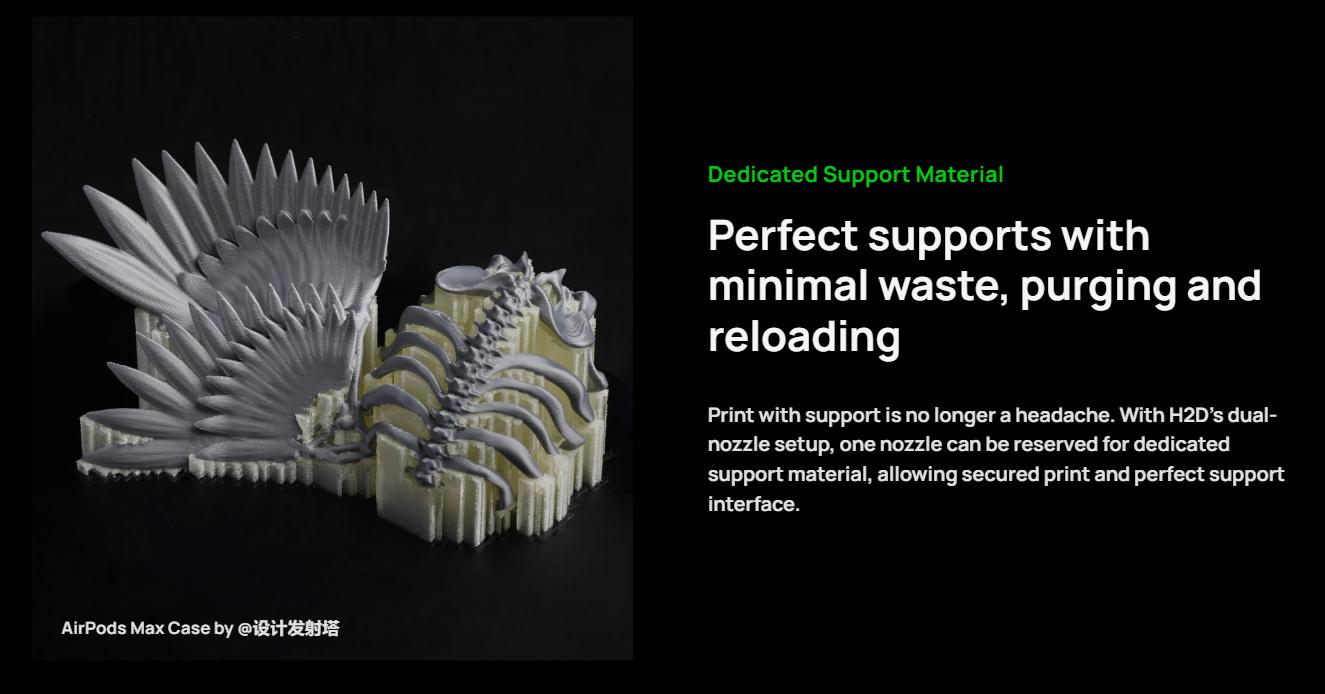 Bambu Lab H2D 3D Printer, Dual-nozzle Multi-material 3D Printing, Optional 10W/40W Laser and Cutting Module, 350*320*325 mm³ Print Volume, 5μm Resolution Optical Motion Calibration, Closed-loop Servo Extruder, 350°C Nozzle & 65°C Active Chamber Heating