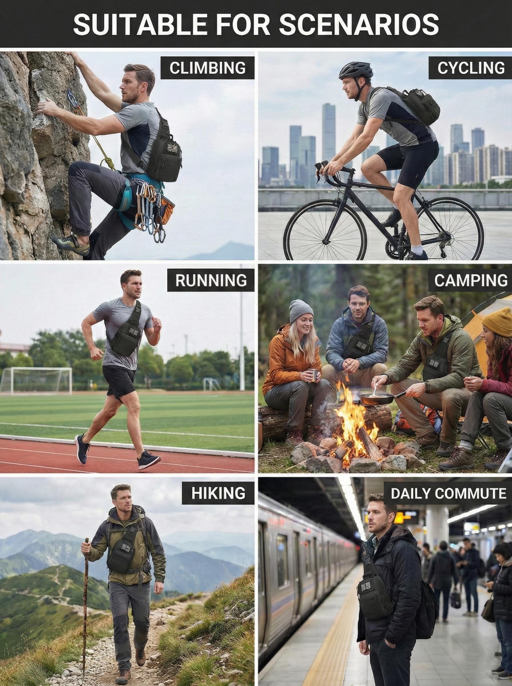 Tactical Compact EDC Shoulder Sling Bag for Men - Crossbody and Chest Pack for Travel, Camping, Trekking, Outdoor Sports - Adjustable Multifunction Durable SpringStatements