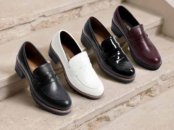 Dream Pairs Women's Round Toe Chunky Mid-Heel Slip-On Loafers - Casual PU Shoes