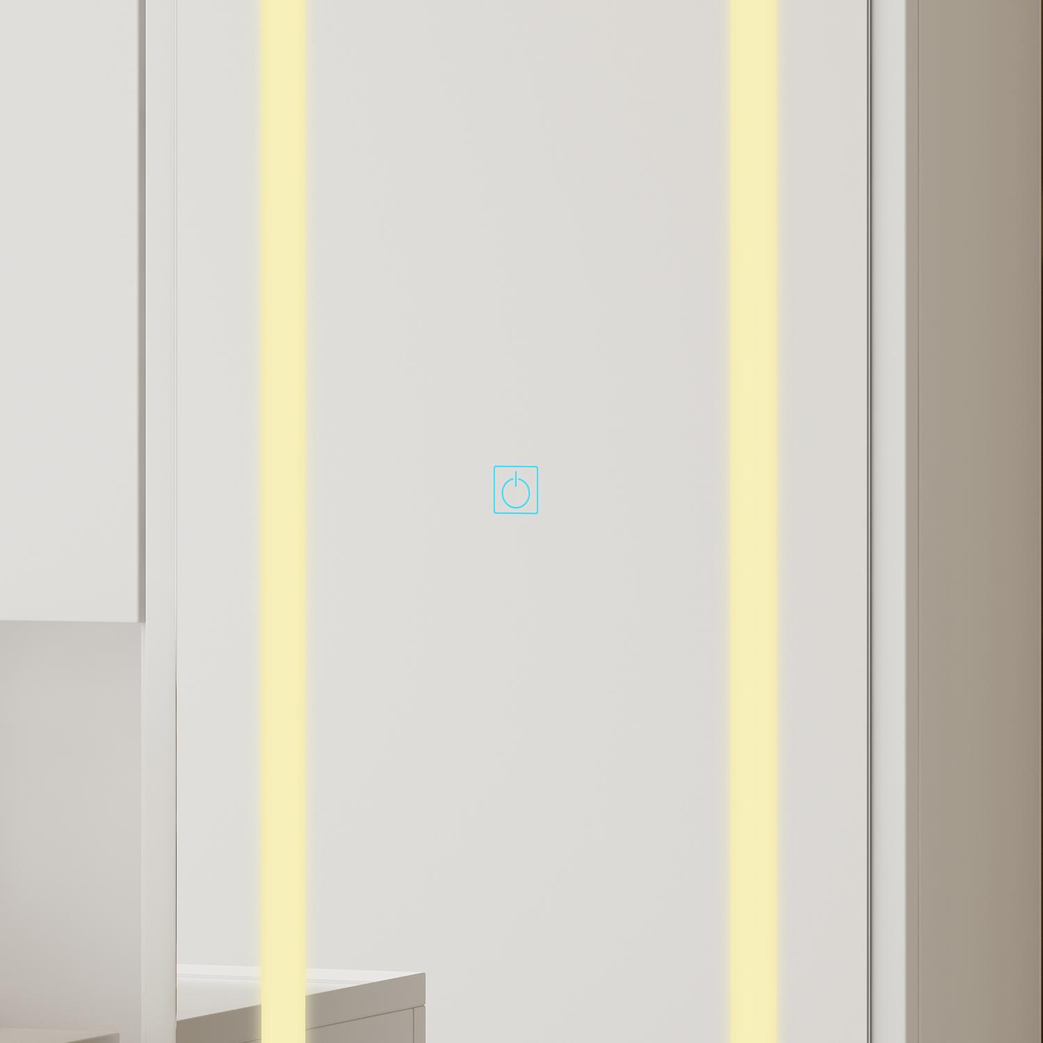 FUFU&GAGA Pink/White/Black Makeup Vanity Desk with Full-length Mirror & 3-Colors Adjustable Lights, 3 Drawers, Sliding Tabletop, Engineered Wood, Generous Storage Capacity