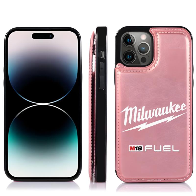 Milwaukee Pattern Phone Cases,Compatible For SAMSUNG GALAXY S22 S23 S24 ULTRA PLUS Premium Leather Flip Wallet with Card Bag Holder Women Gift ,Black Brown Pink,  Shockproof Anti-Drop Full Protection Cover Shell Casing