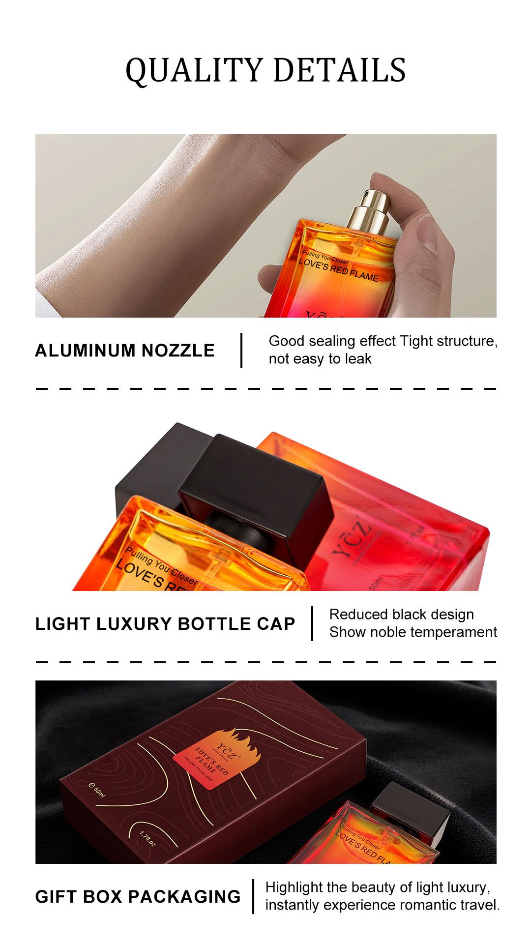 YCZ Love's Red Flame Men's Perfume Spicy Woody & Fruity EDP with Bergamot Rose & Patchouli 50ml High Quality Fragrance for Bold Scent Aromatic Amberwood