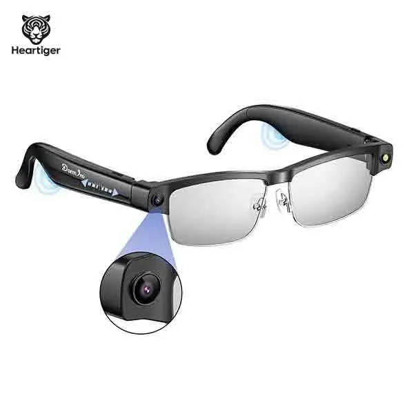 Heartiger Multifunctional Smart Glasses (Recording Glasses) - 8MP 4K HD Anti-Shake Camera, Bluetooth, 32G Storage, ChatGPT, WiFi, AI Voice Assistant, Translate, 12h Music Play, Electronic Magnetic Mics for Hiking, Wearable Electronic Gadgets