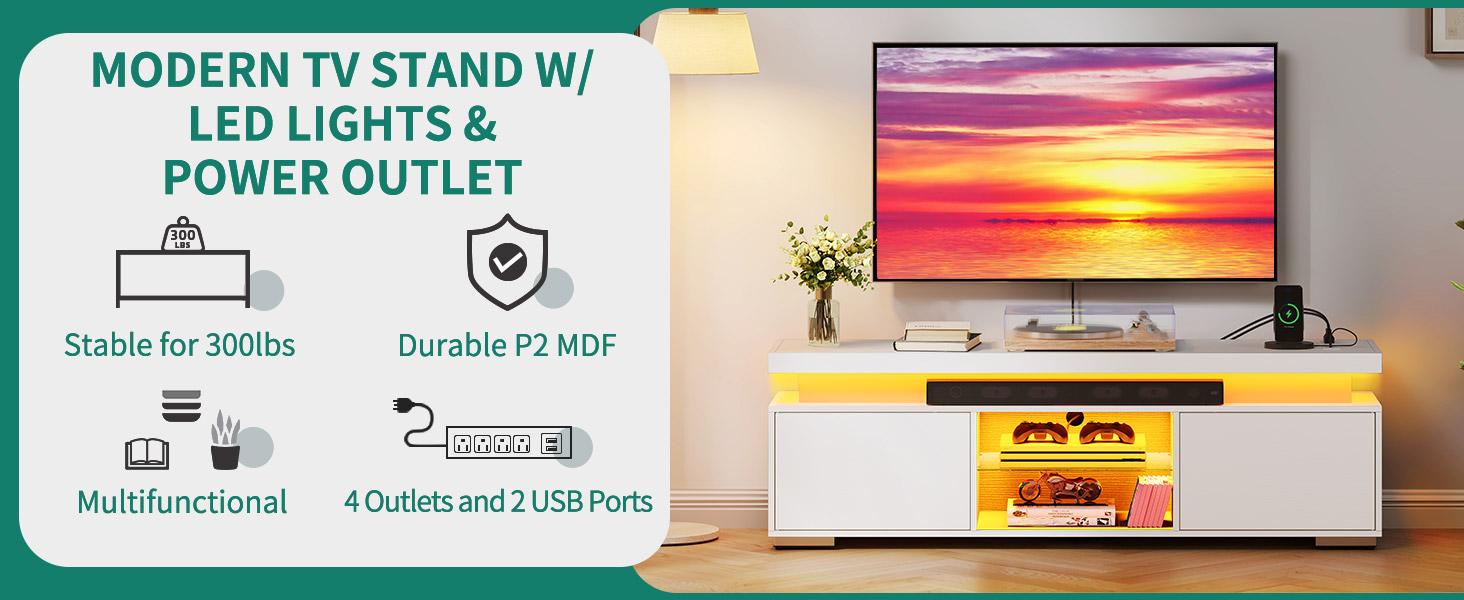 Yitahome TV Stands for Living Room, Modern Entertainment Center w/Power Outlets, LED Television Stands with Storage, Wood TV Stand, Gaming Media Stand Yitahome TV Stands for Living Room, Modern Entertainment Center w/Power Outlets, LED Television Stands with Storage, Wood TV Stand, Gaming Media Stand
