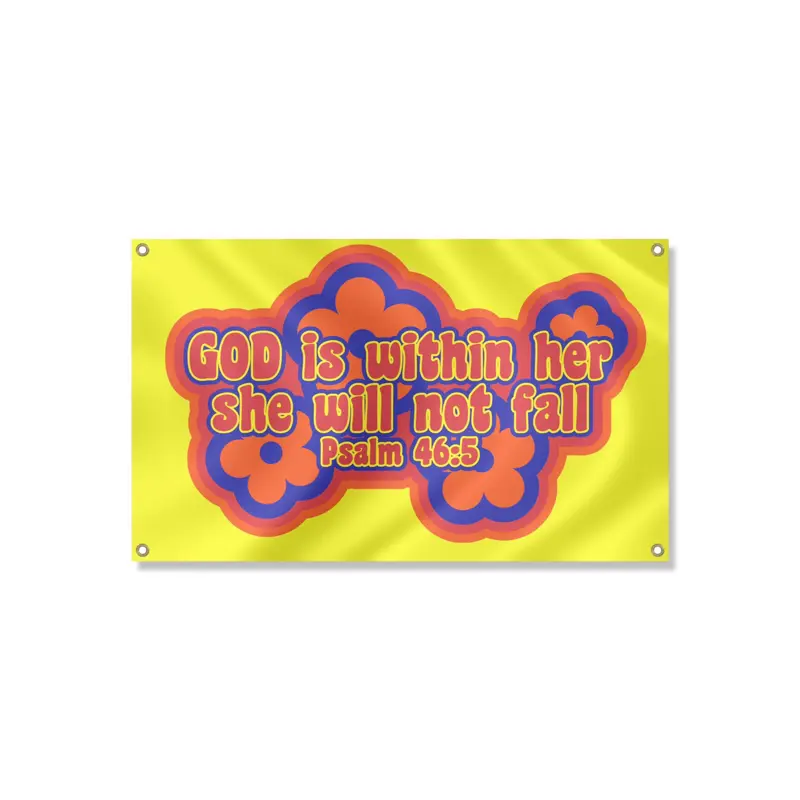 “Psalm 46:5" 3x5 ft Christian Indoor Flag with Button Corners for Bedroom Dorm Office Decor