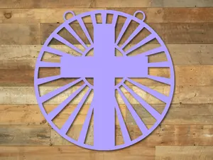 Cross Metal Garden Flag & Mailbox Hanger - Easter & Spring Outdoor Decor, Religious Yard Art