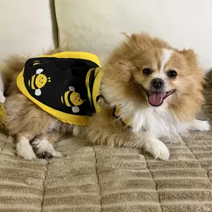 Cute Bee Pet Dress, Bumble Bee Costume for Dogs & Cats, Yellow Cartoon Striped Pet Apparel for Puppy, Kitten & Poodle, Perfect for Party & Halloween