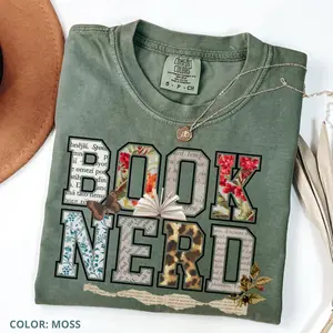 Comfort Colors  Book Nerd PRINTED Vintage T-shirt Retro Bookish Trendy Lover Retro Tee Trendy For Booktok, Aesthetic Reader Gift