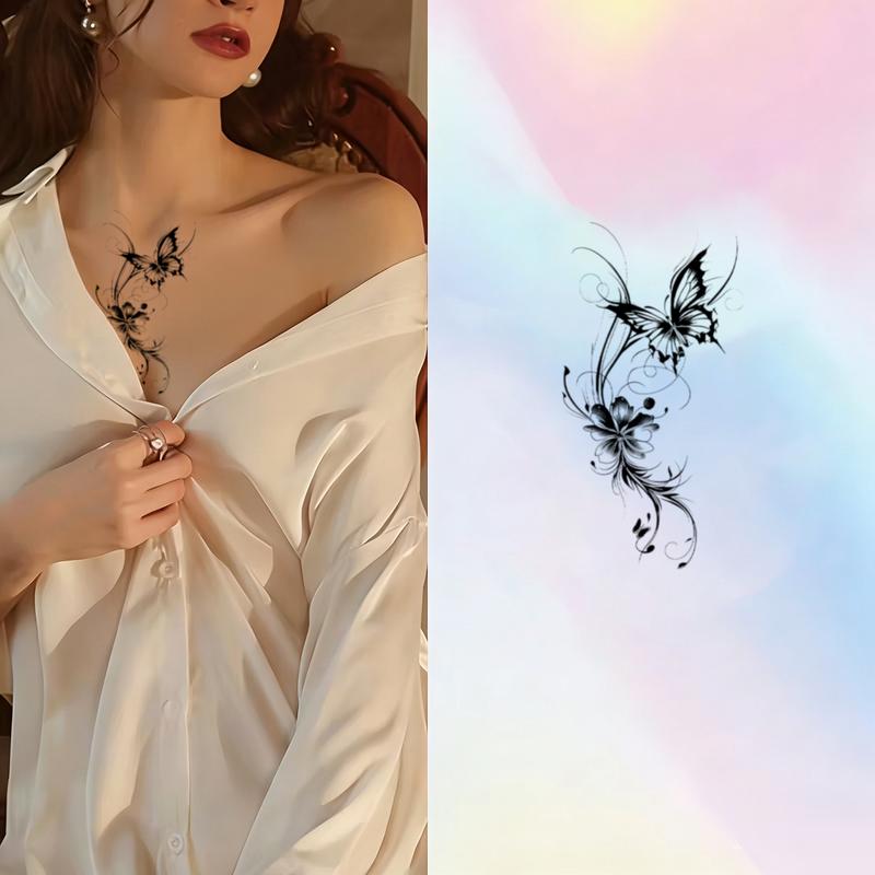 Herbal Temporary Tattoo Stickers 4pcs - 10 Seconds to Stick Stays Vibrant for 7+ Days Butterfly Design temporary tattoo sticker