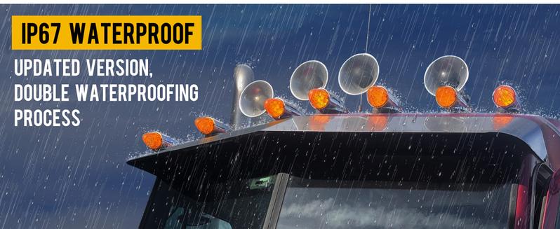 Partsam LED Amber Torpedo Cab Marker Roof Running Top Lights Assembly 5PCS