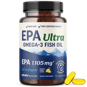 MAV Nutrition EPA Ultra 1,105MG Omega-3 Fish Oil Supplement for Heart Health & Cellular Function Support 1,650MG Total Omega-3 Fatty Acids High Strength Sustainably Sourced Gluten-Free 60 Ct.