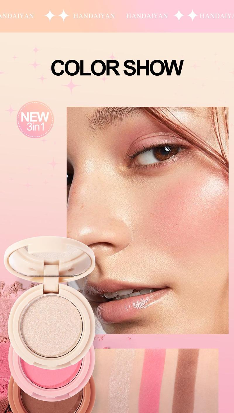 Matte Highlighter and Contour Palette with Three Blendable Shades, Long Wear Lightweight Powder for Natural Definition, Layered Setting Makeup for Everyday Wear, Travel, Photo Ready Looks