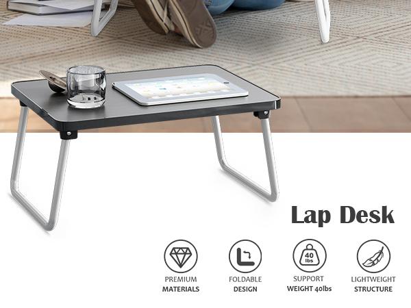 Lap Desks Laptop Tray for Bed or Couch,Portable Breakfast Serving Tray with Folding Legs,Foldable & Lightweight Mini Table, Laptop Stand for Working, Reading and Writing,Beige